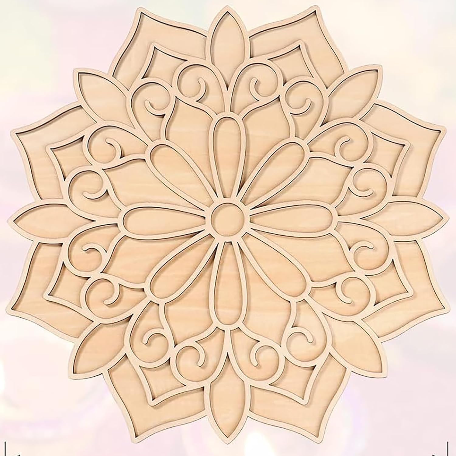 Wooden MDF Premarked Rangoli Cutout Stencils – 15 x 15 Inch Rangoli Mat for Diwali Decor